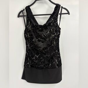 Y2K vintage White House Black Market Gray Velvet Burnout Tank haulter Top xs